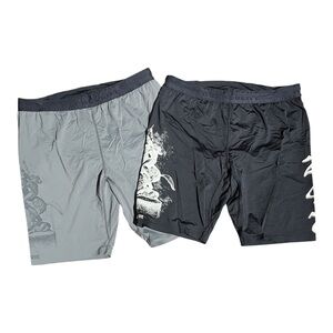 Represent Men's Gray Graphic Print MMA Athletic Tights Shorts 9" (Lot x 2)